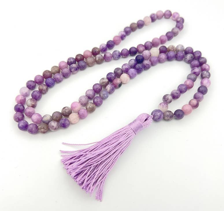 Mala - Lepidolite Zen 108 Bead - Prayer Beads - 8mm