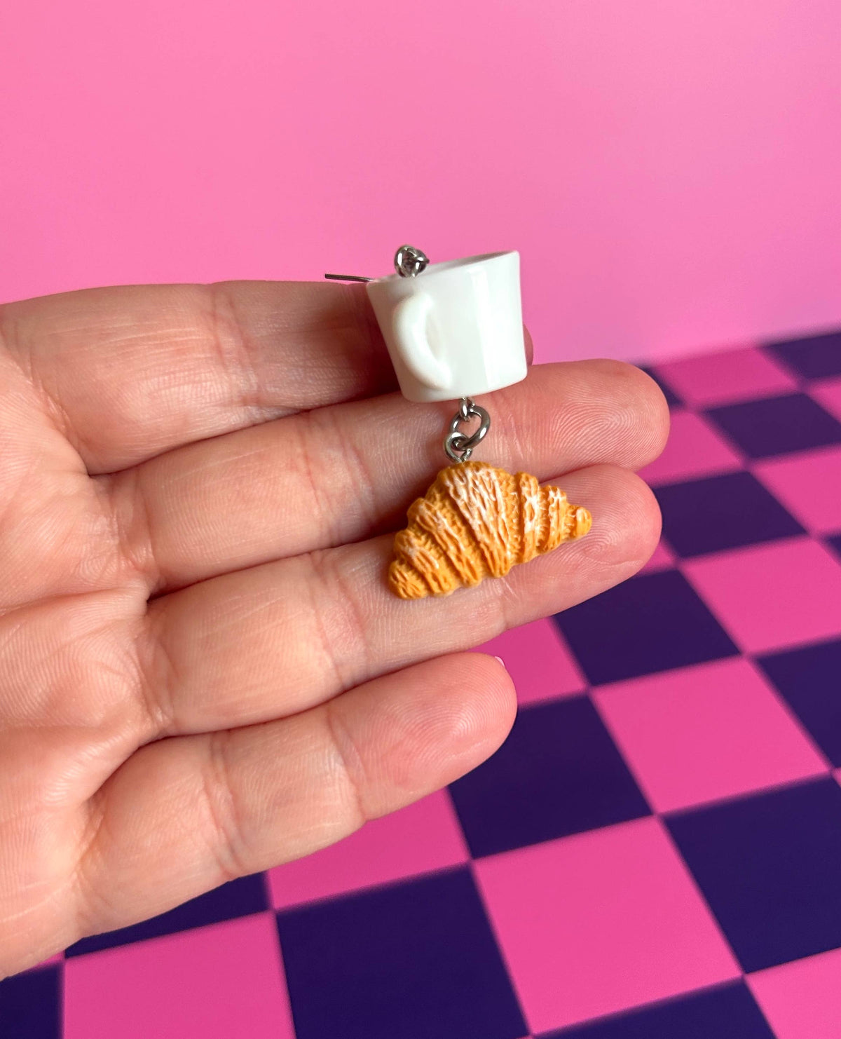 Coffee Earrings Croissant Earrings Food Earrings