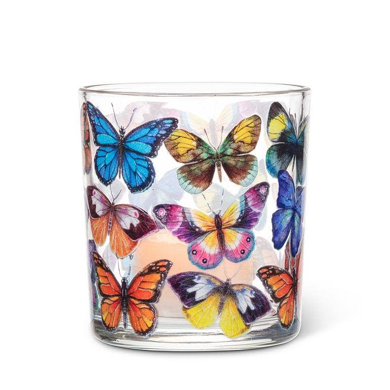 Colourful Butterflies Votive-3"H