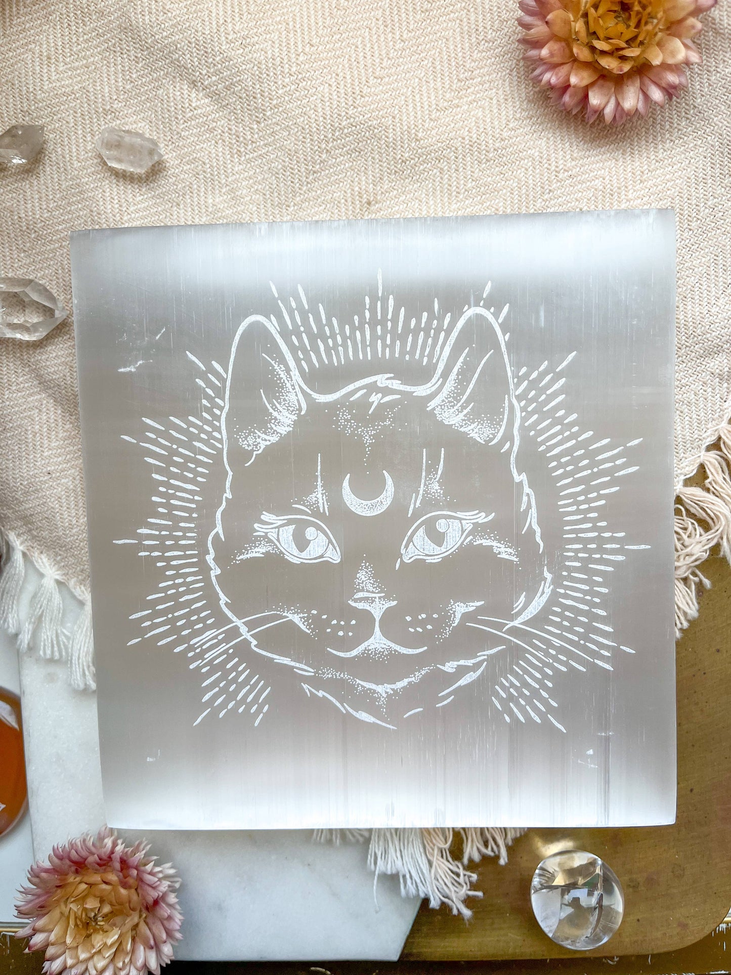 Selenite - Familiar Cat Square Plate