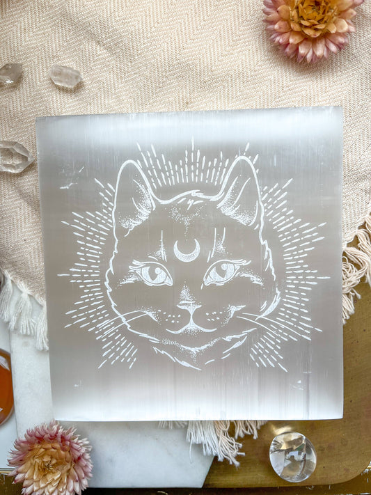 Selenite - Familiar Cat Square Plate