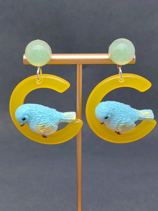 Earrings - Cute Resin Parrot Bird Post Earrings: clip style