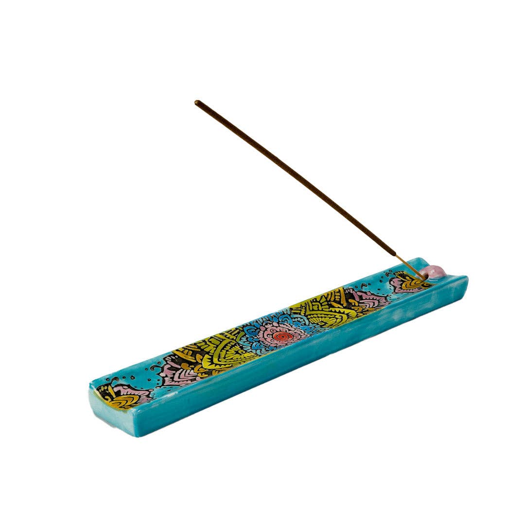 Handpainted Ceramic Incense Holder - Mandala