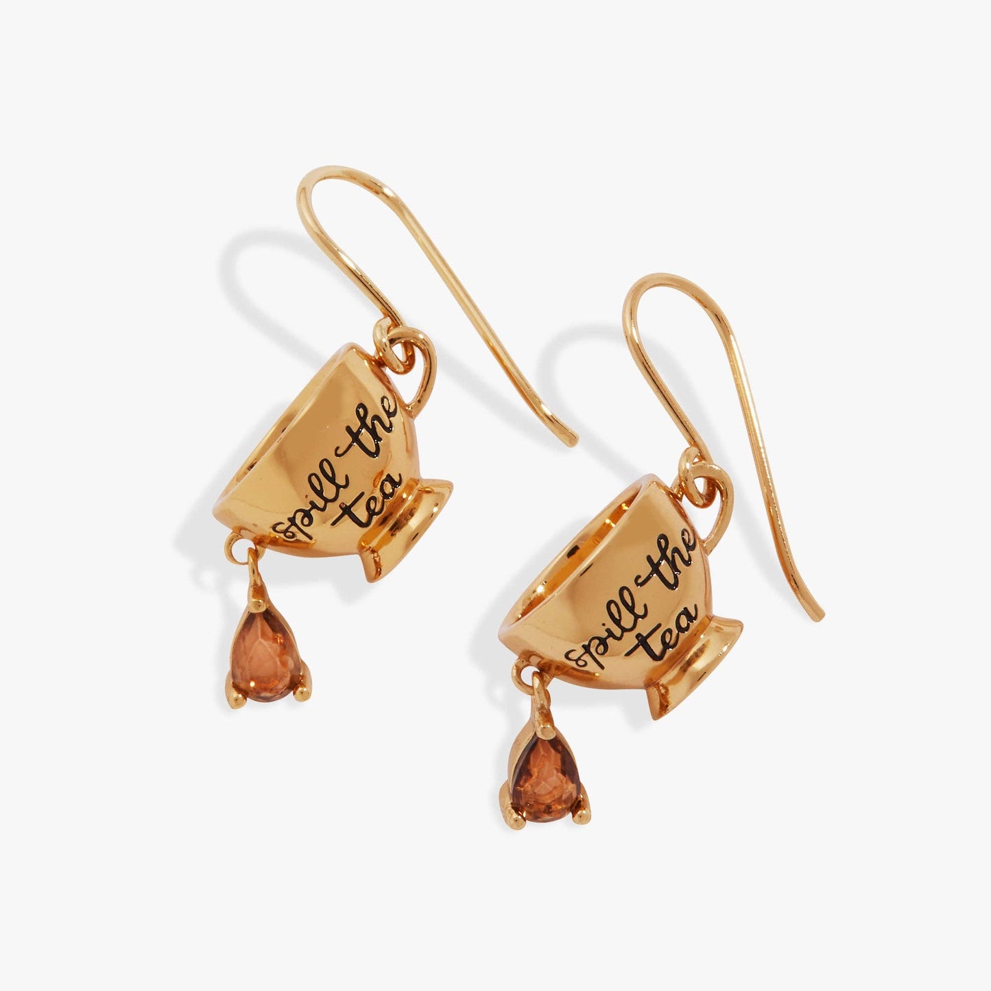 Earrings - 'Spill the Tea' Cup Drop Earrings: Gold