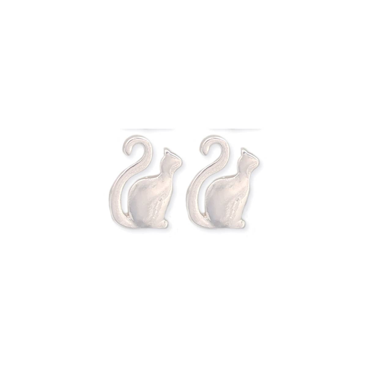 Earrings - Chat Noir Fine Art Silver Cat Post