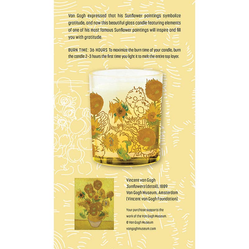 Van Gogh Sunflowers Unscented Glass Candle