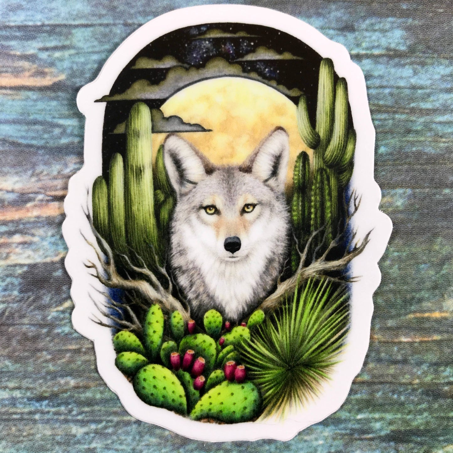 Stickers - Abundance Illustration - Coyote & Full Moon