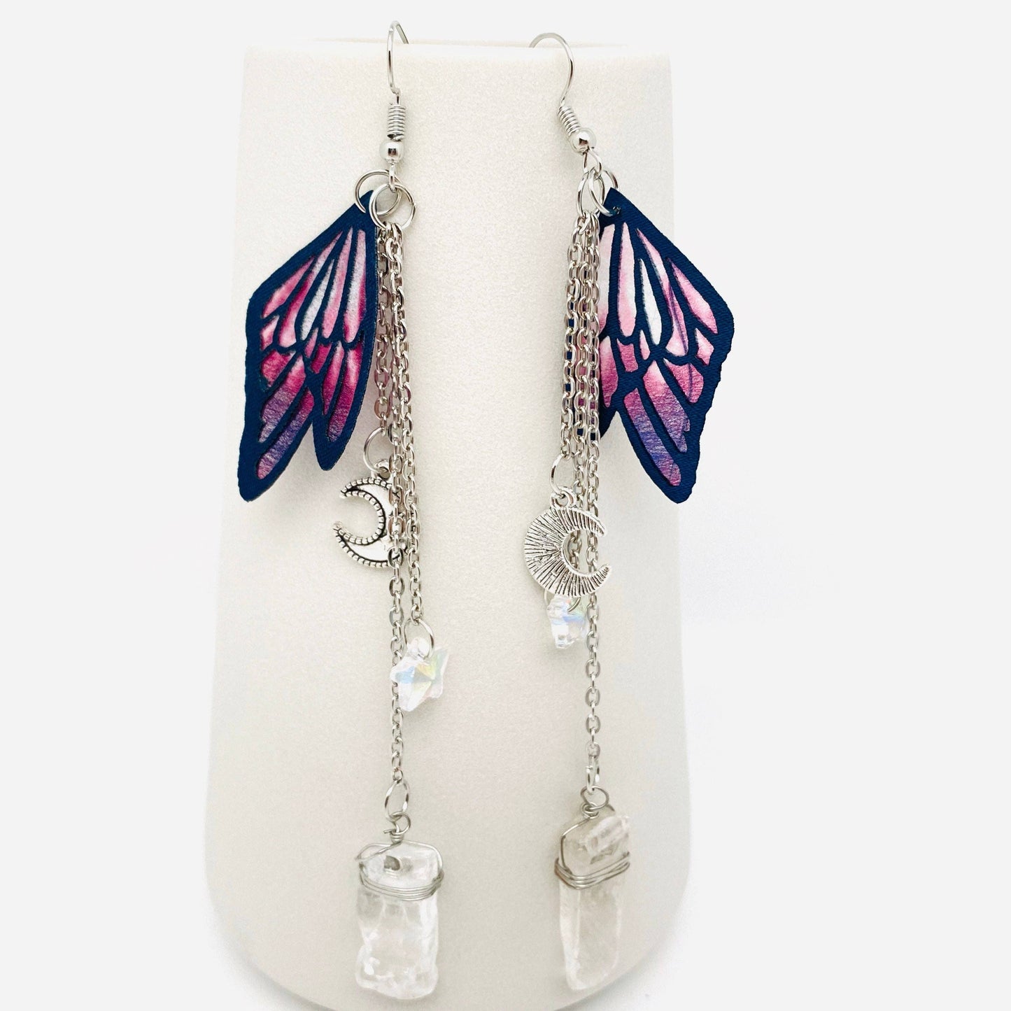 Earrings - Crystal & Butterfly (Amethyst)