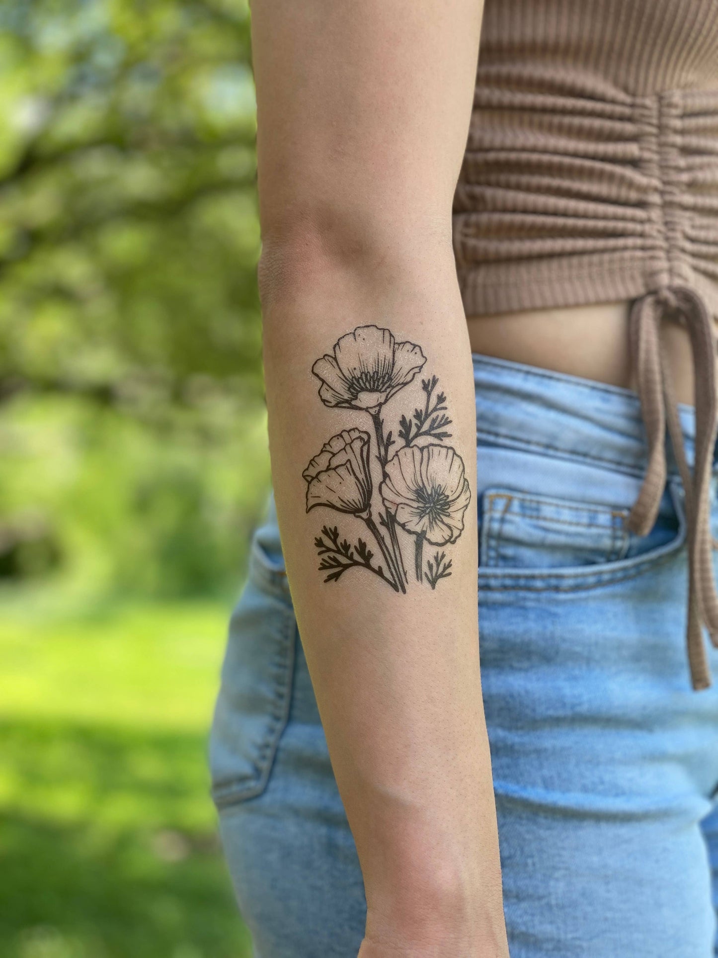 Nature Tats - Golden Poppy Temporary Tattoo: 1-Pack