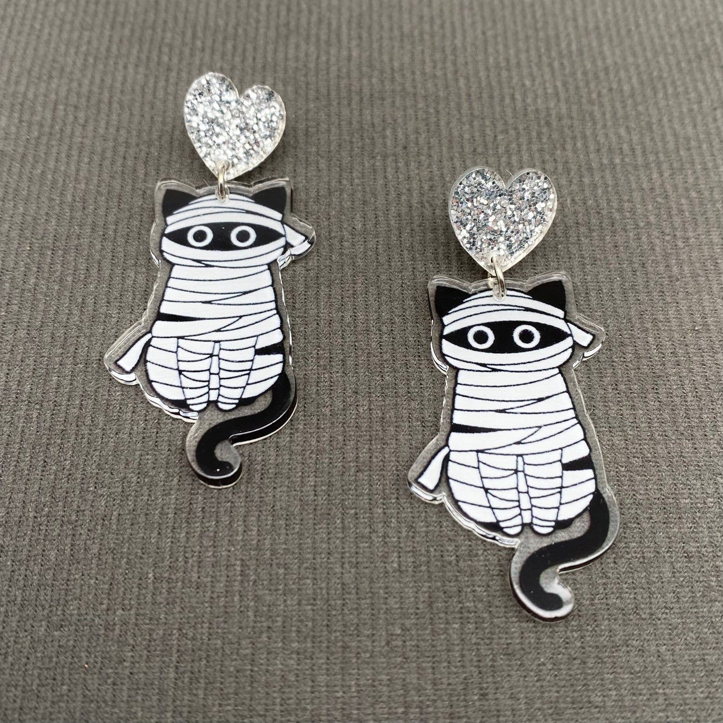 Mummy Cat Acrylic Earrings