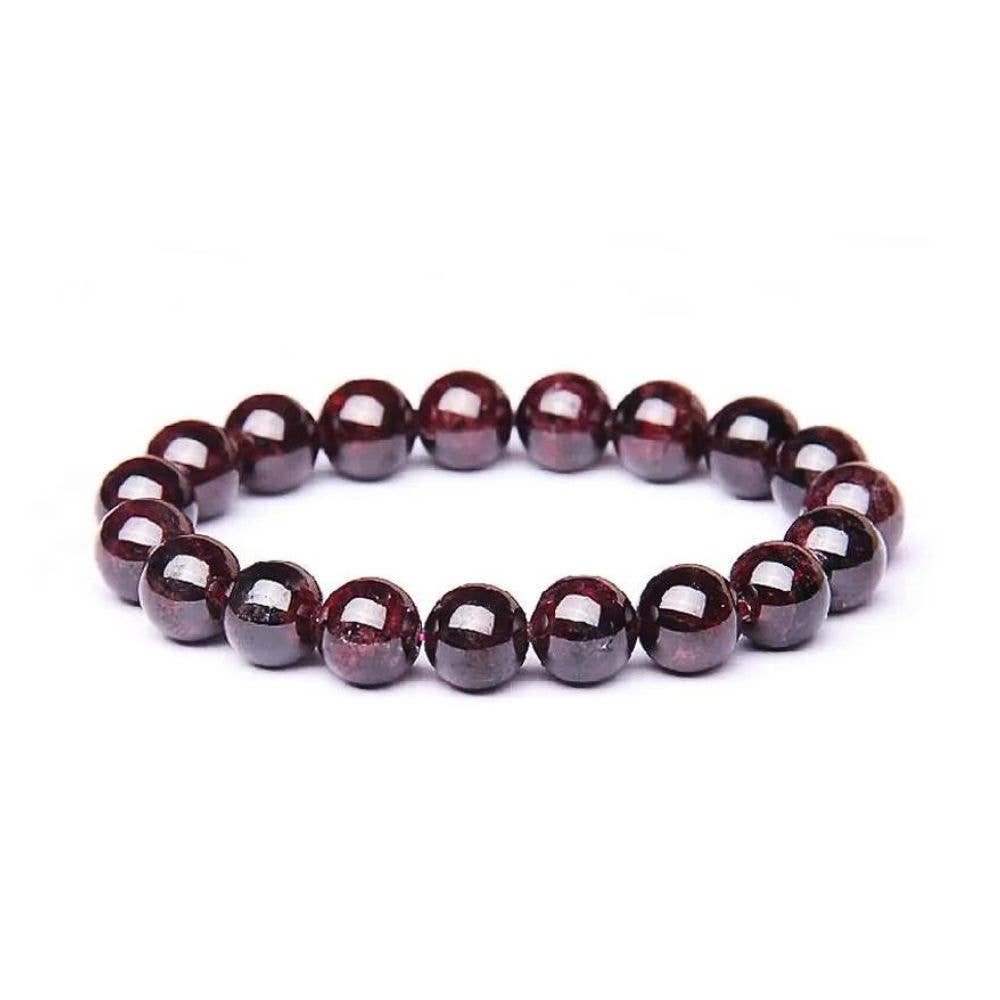 Energy Beads - 8mm Garnet - Beaded Bracelet