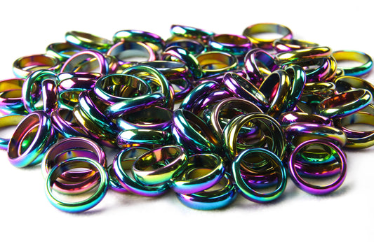 Ring Bands - Rainbow Aura Hematite Rings