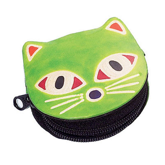 Cat Leather Coin Purse - Fair Trade