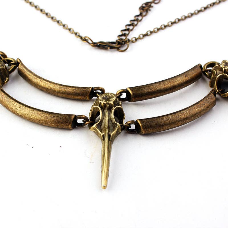 Gothic Retro Bird Skull Necklace