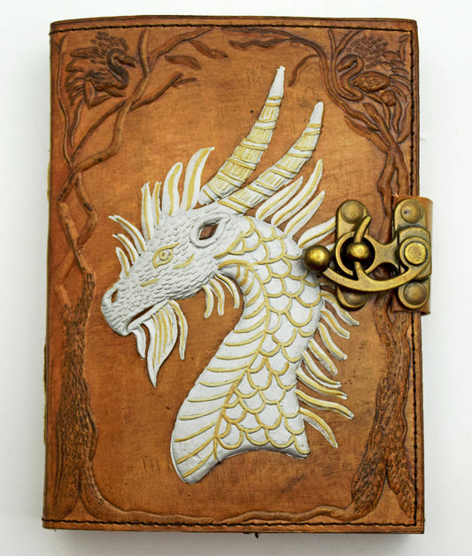 Leather Journal 50 - Two Tone Embossed Dragon