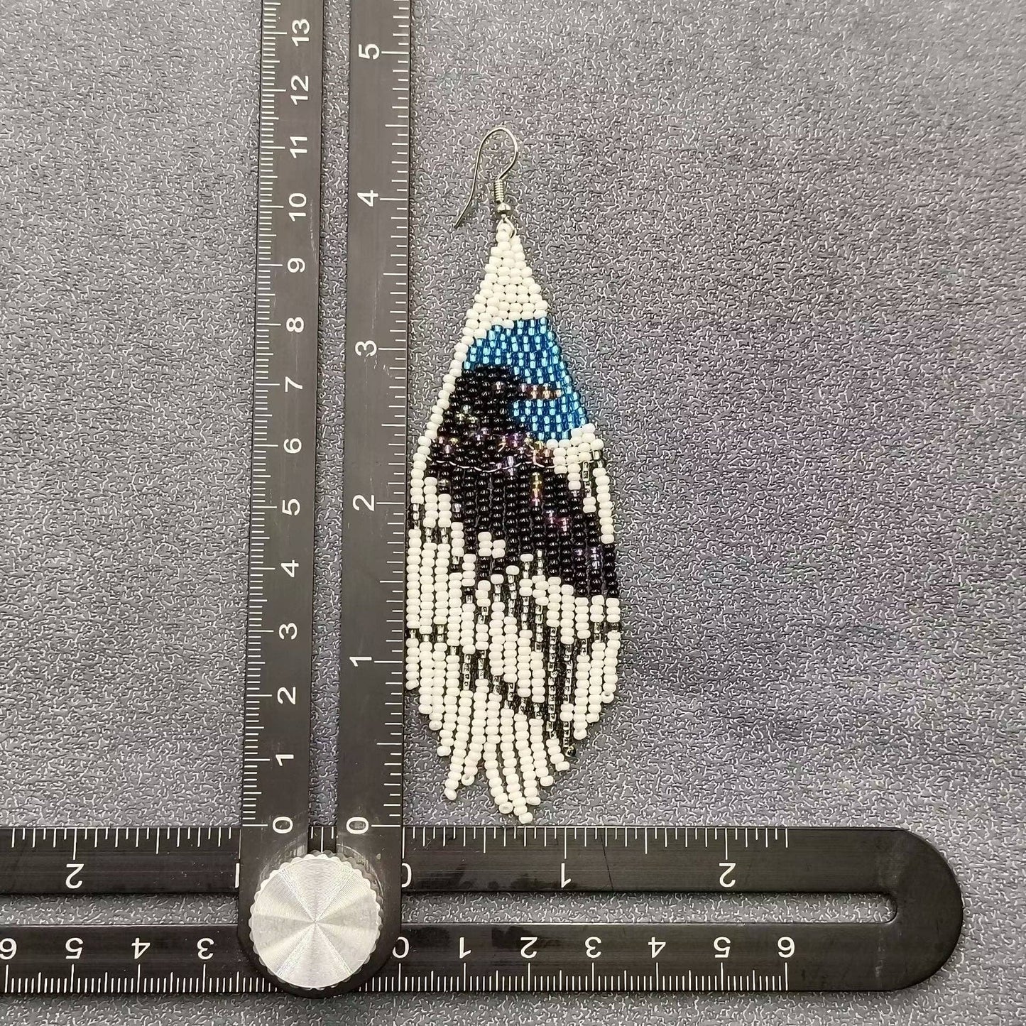 Crows On Tree Branches Seed Beads Fringe Earrings - SB