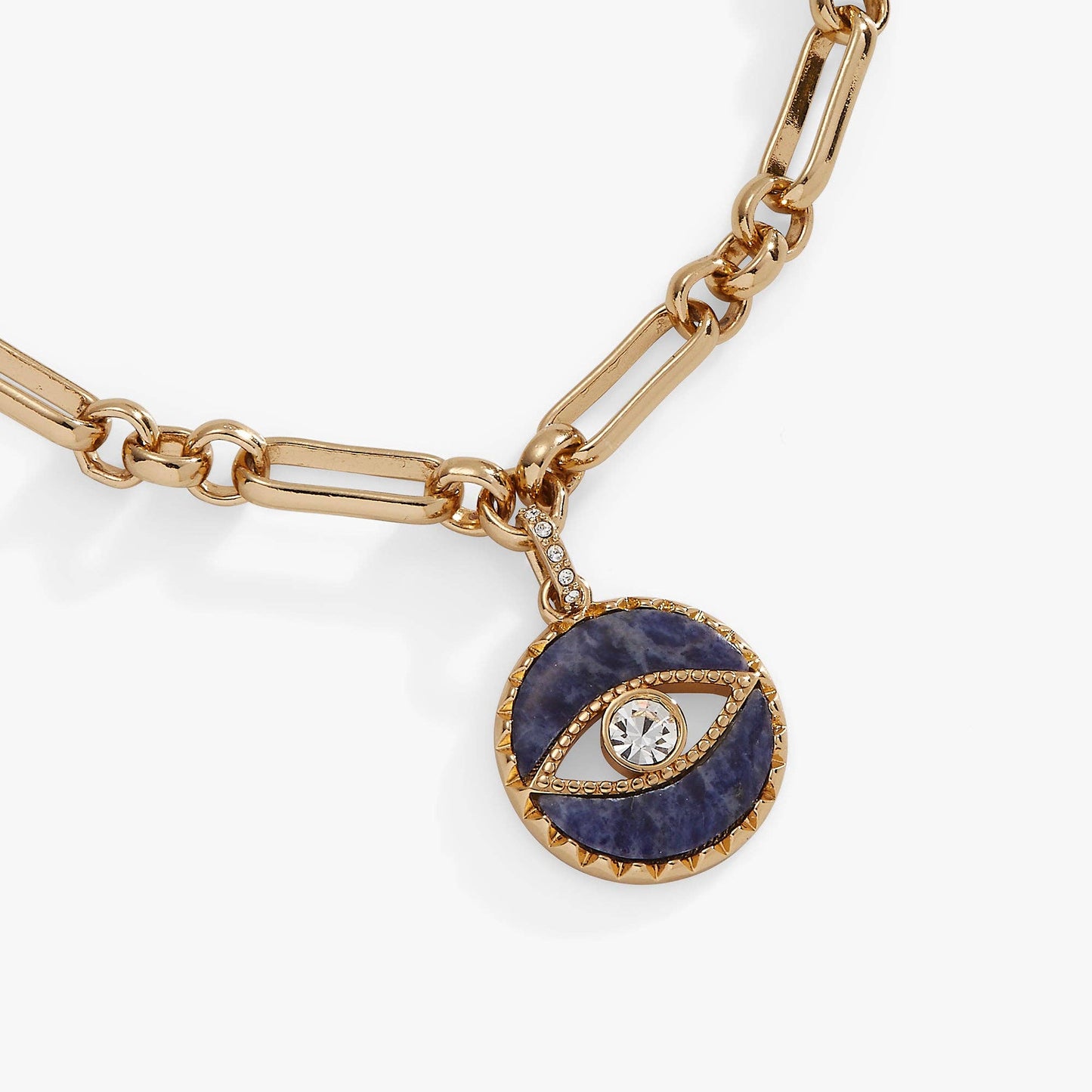Sodalite Evil Eye Chain Bracelet: Gold