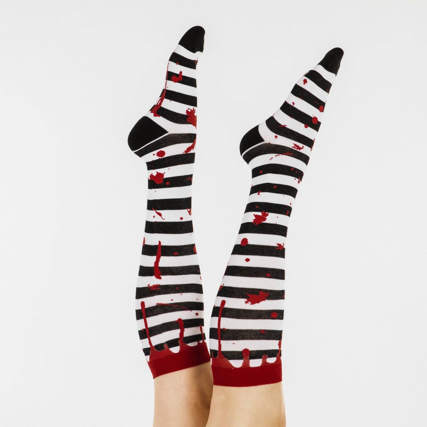 Socks - Foot Clothes - Sanguine Stripes Blood Spatter Knee High