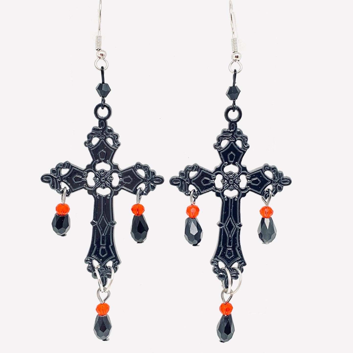 Gothic Diablo Cross Earrings - GT: Black