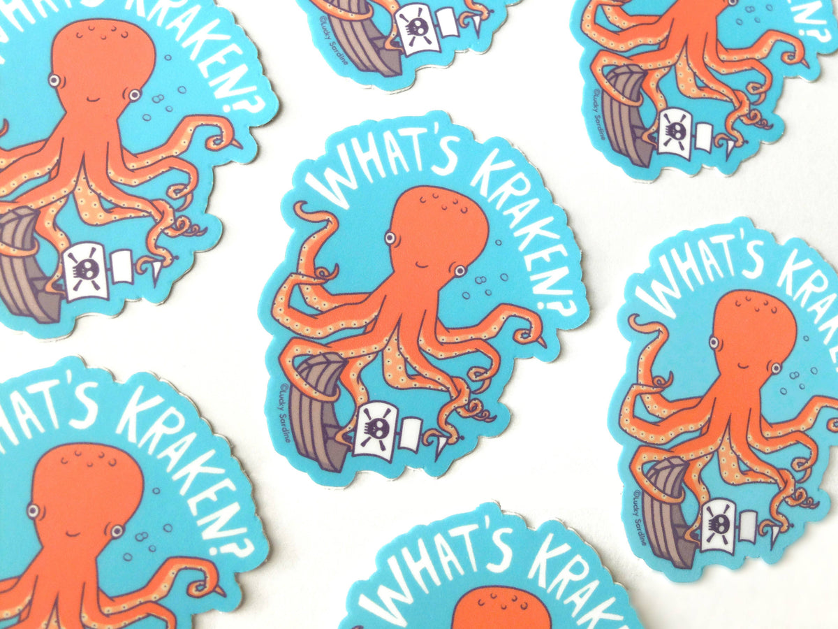LS - What's Kraken Octopus, Pirate Ship, Squid Vinyl Sticker