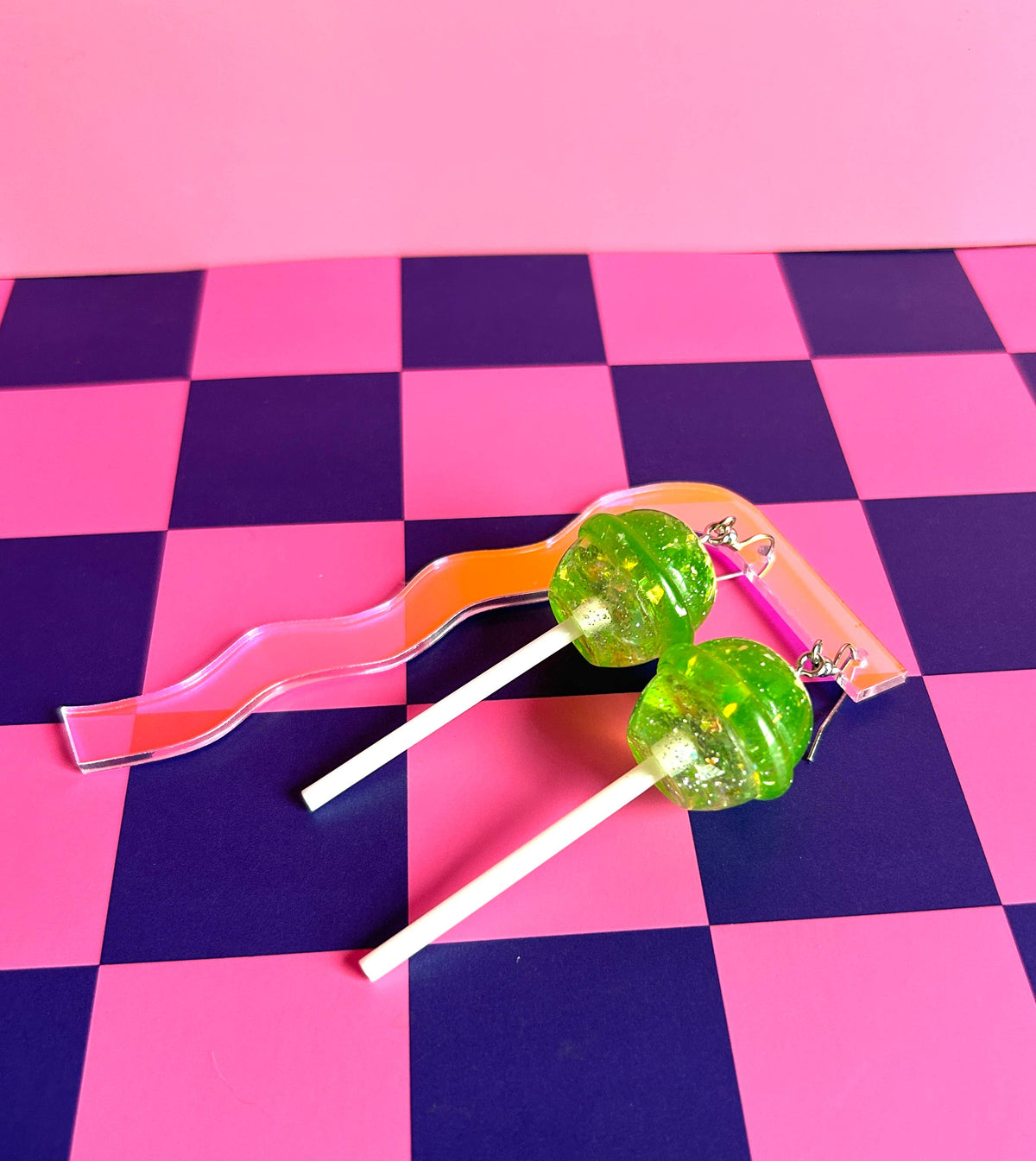 Green Lollipop Earring Food Earrings Funky Earrings