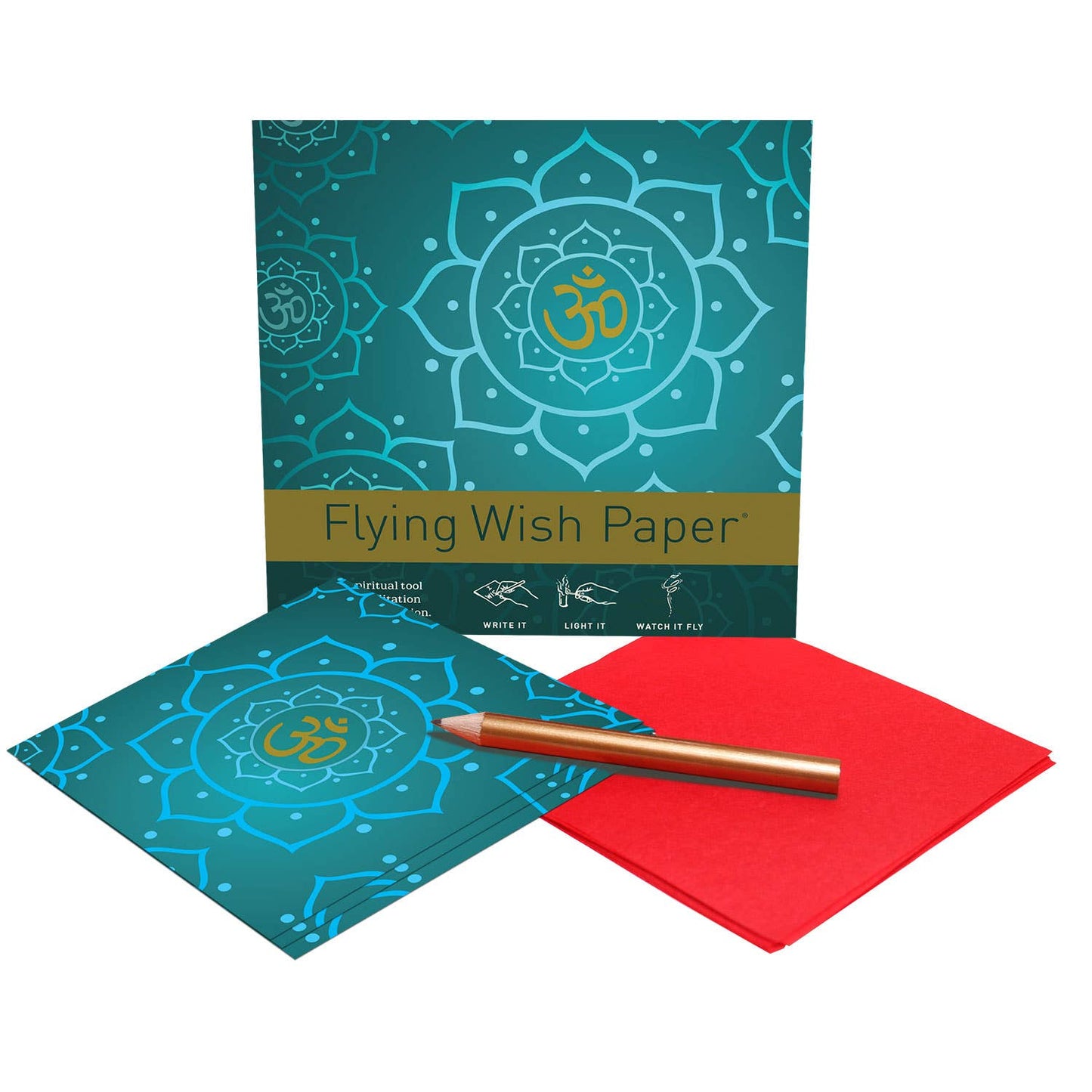 Flying Wish Paper - GOLDEN OM / Mini kit with 15 Wishes + accessories