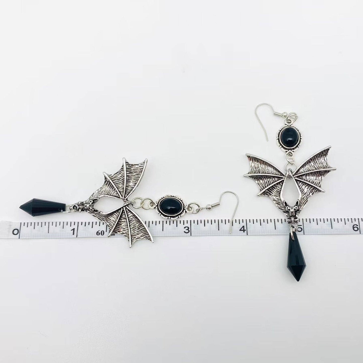 Gothic Bat Pendant Dangle Earrings - GT: Black