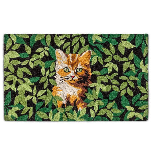 Kitten in Greenery Doormat-18x30"L