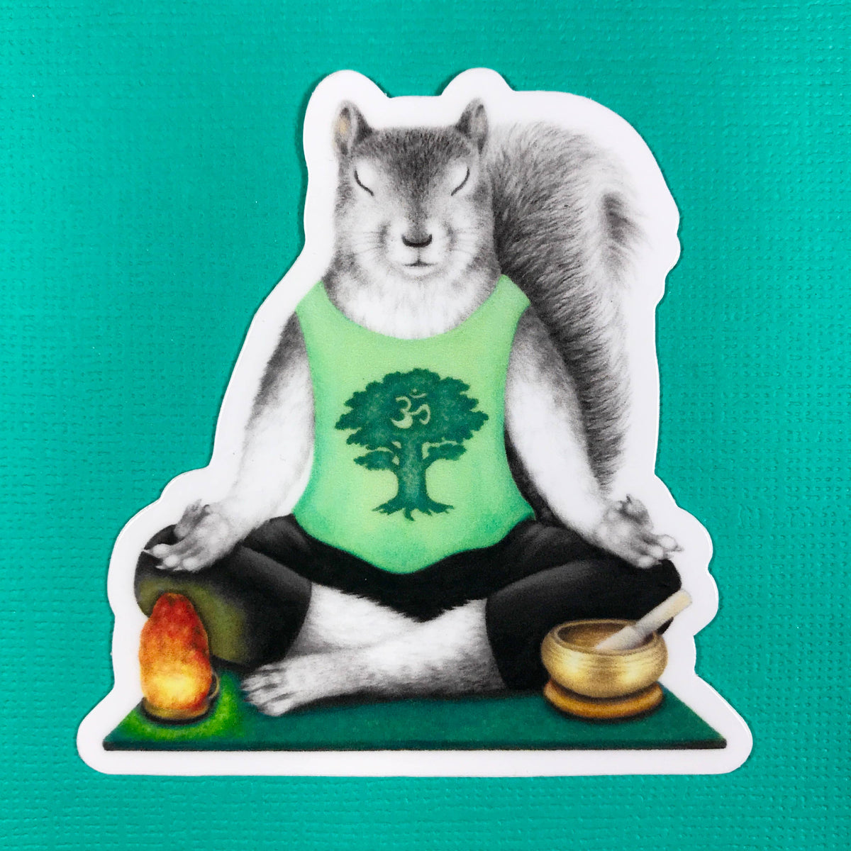 Stickers - Abundance Illustration - Meditation Yoga Squirrel