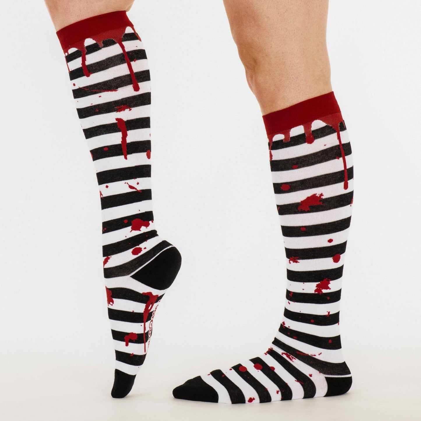 Socks - Foot Clothes - Sanguine Stripes Blood Spatter Knee High