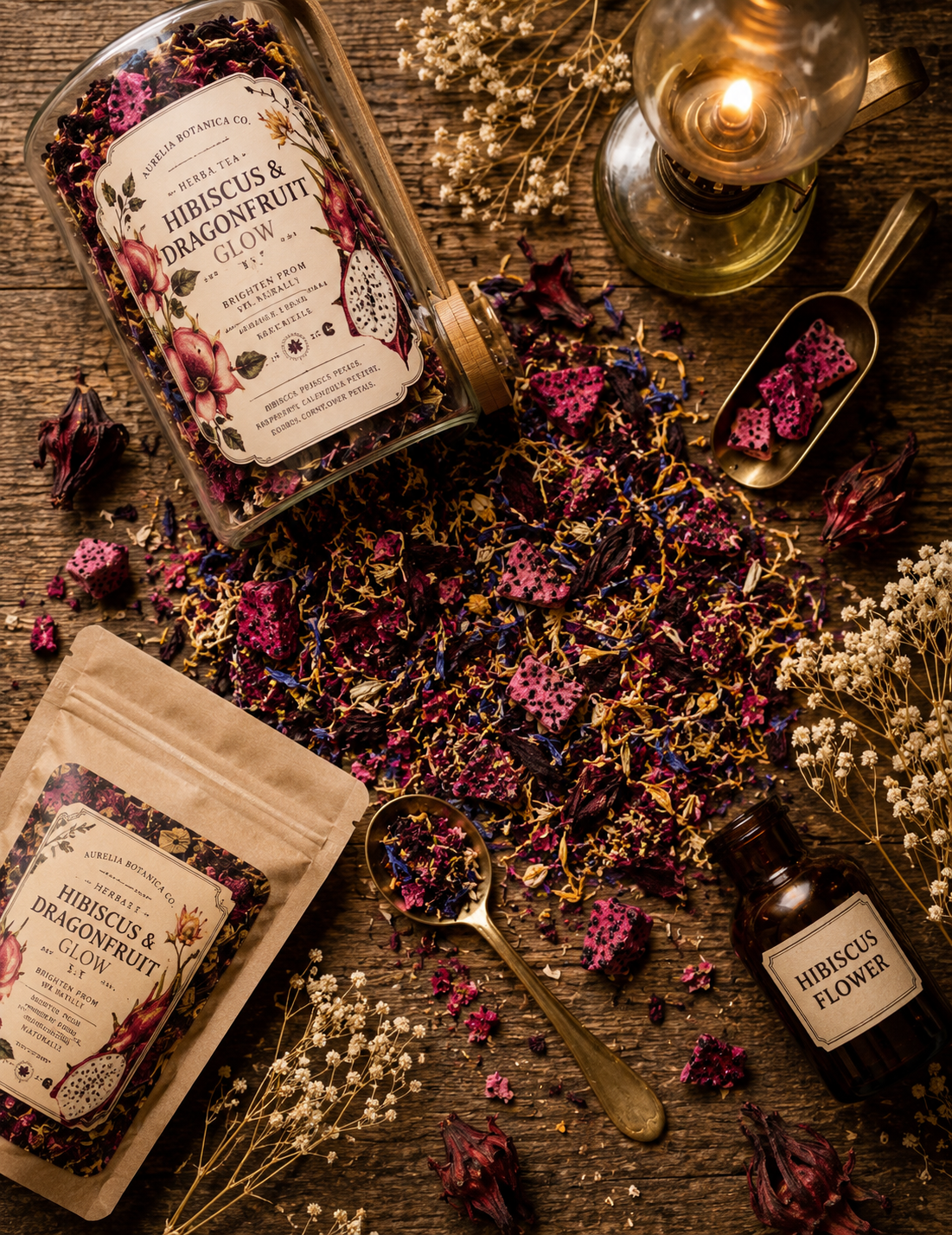 Hibiscus & Dragonfruit Glow | Loose Leaf Herbal Tea | Fruity Botanical Tea: 1 oz Sample