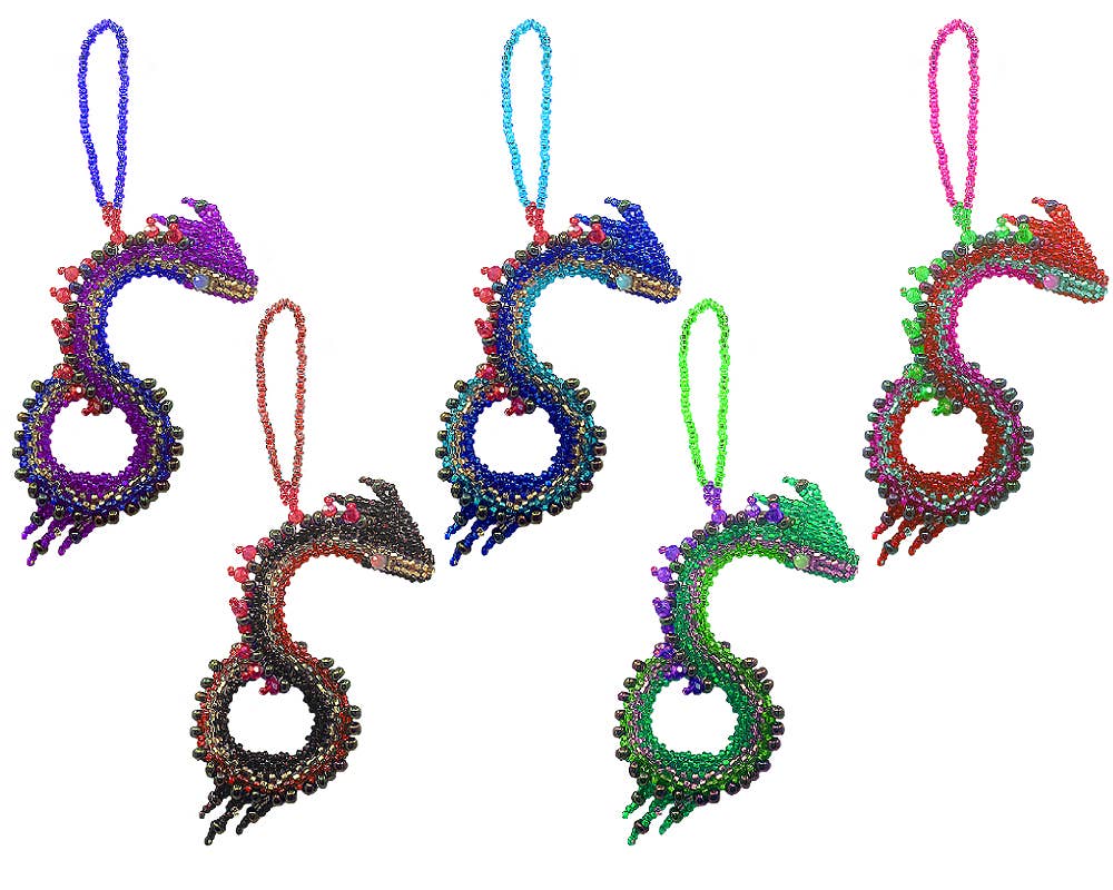 Beaded Dragon Figurine Seed Bead Hanging Ornament