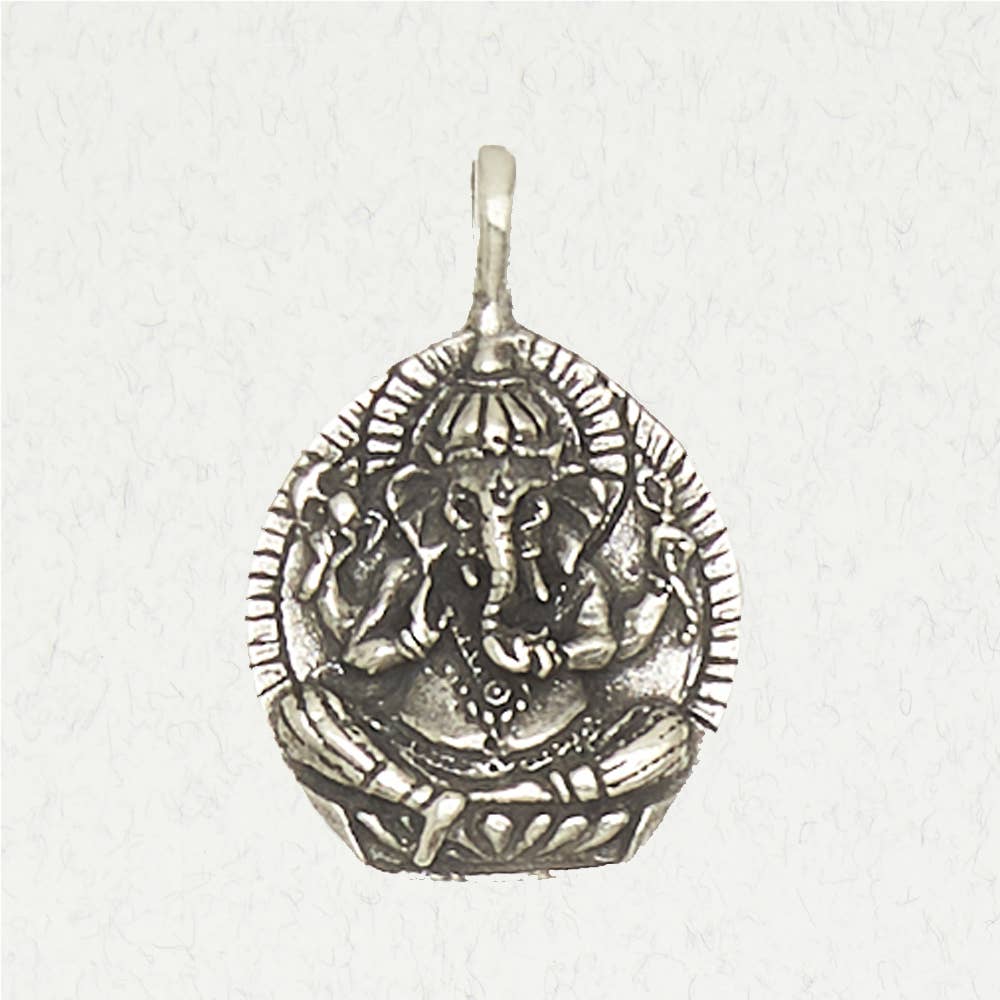 Hindu Pewter Pendant Necklace - Ganesh: Pewter