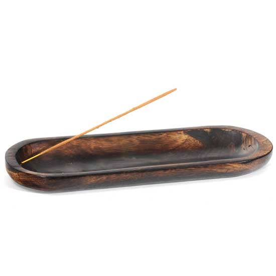 Handmade Mango Wood Incense Tray – 12" Oval