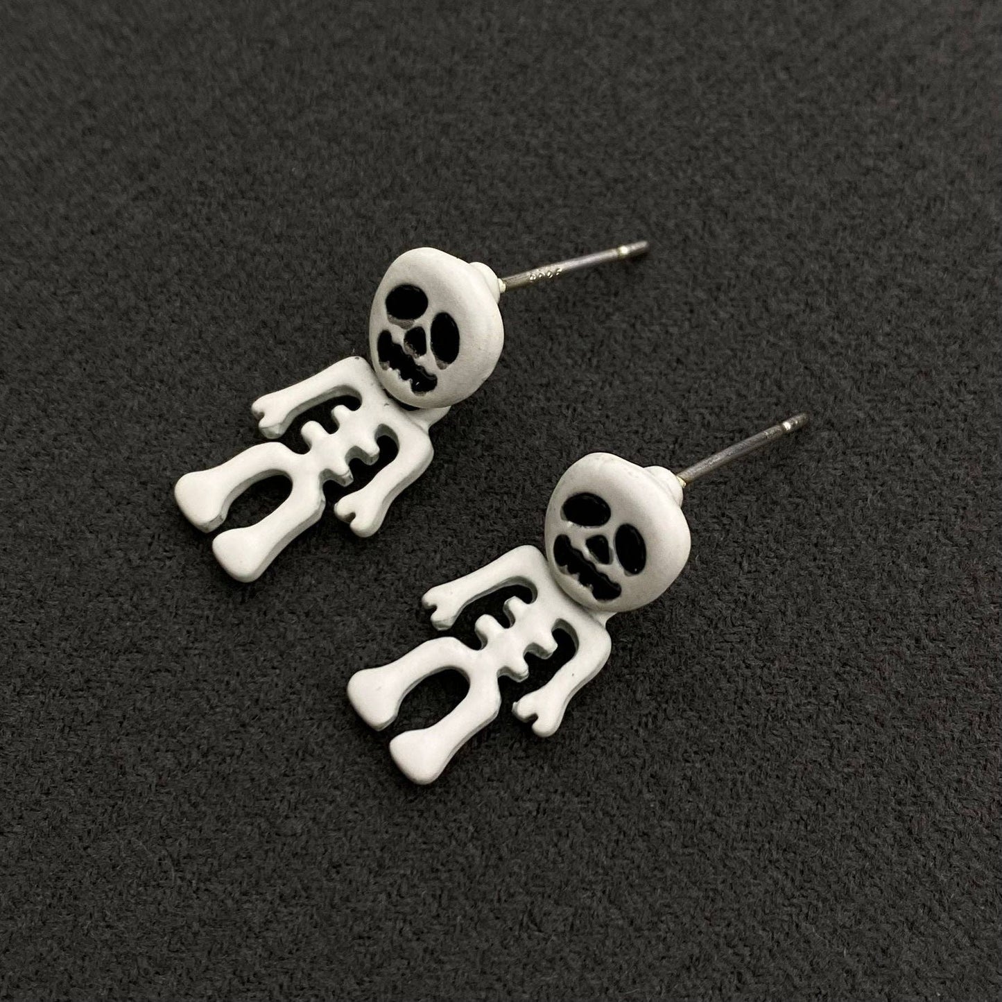 Earrings - White Skull Post