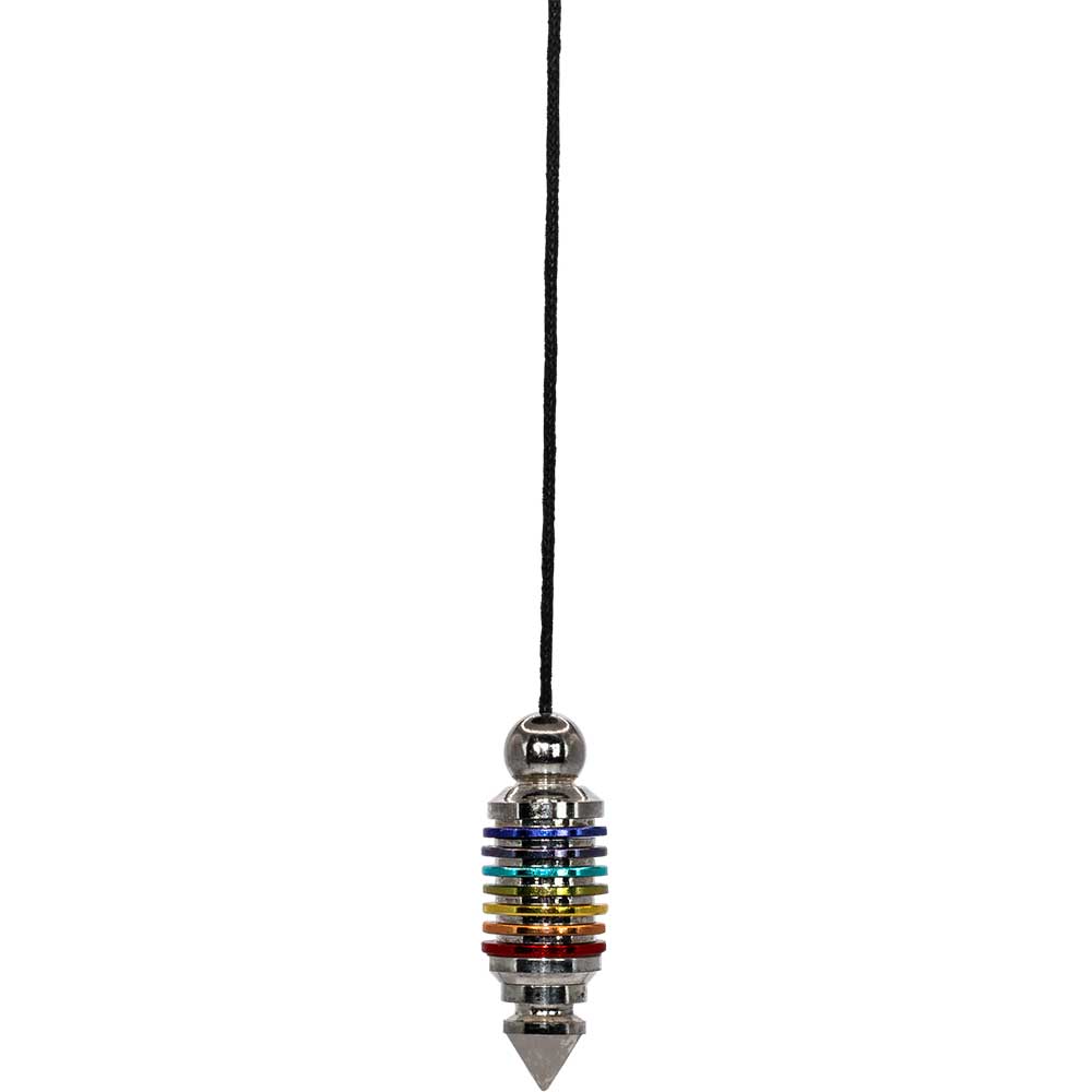 Pendulum 18 - Metal Layered Rings - 7 Chakra Silver