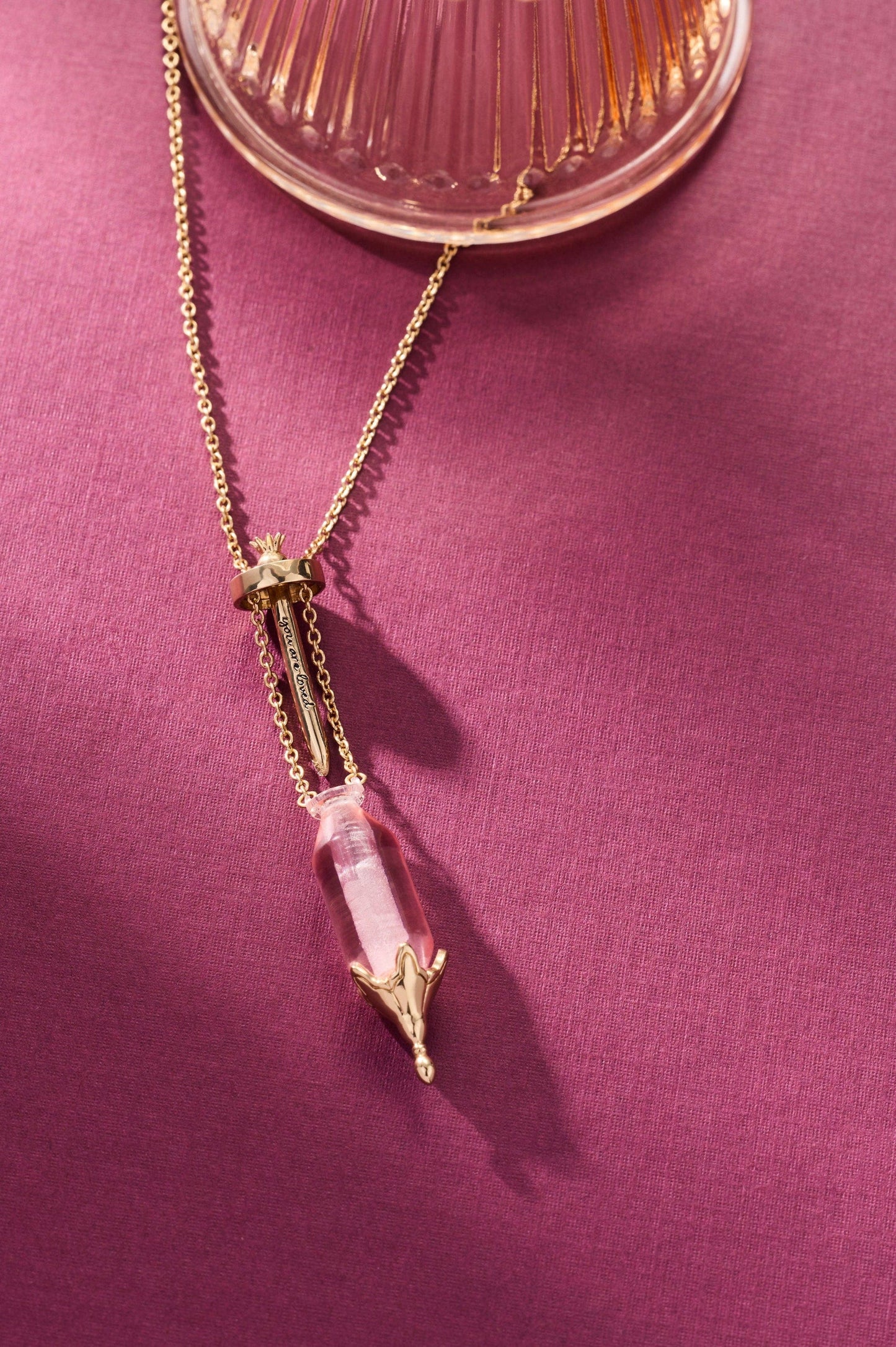 Potion Bottle Slider Necklace - You are Loved - Gold