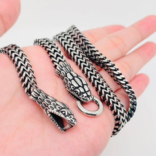 Punk Style Double Snake Head Chain Necklace
