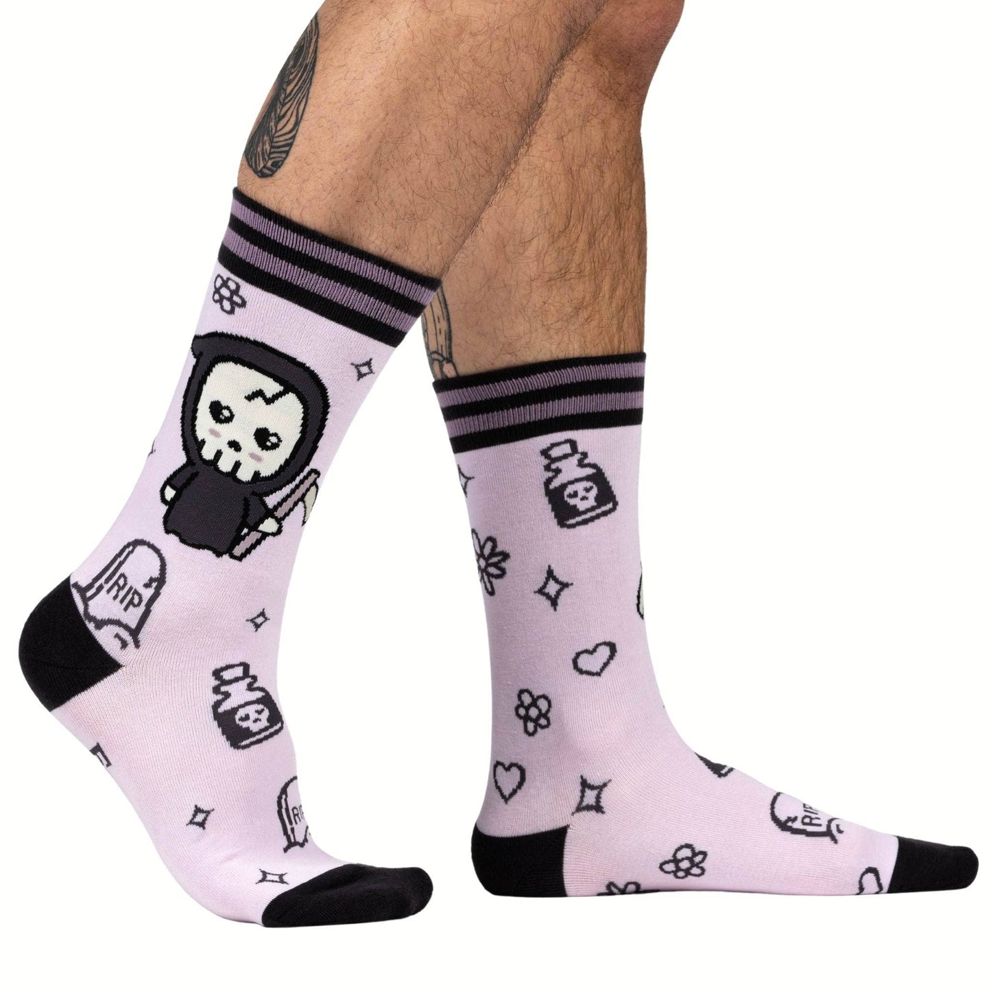 Socks - Foot Clothes - Pastel Goth Grim Reaper Crew