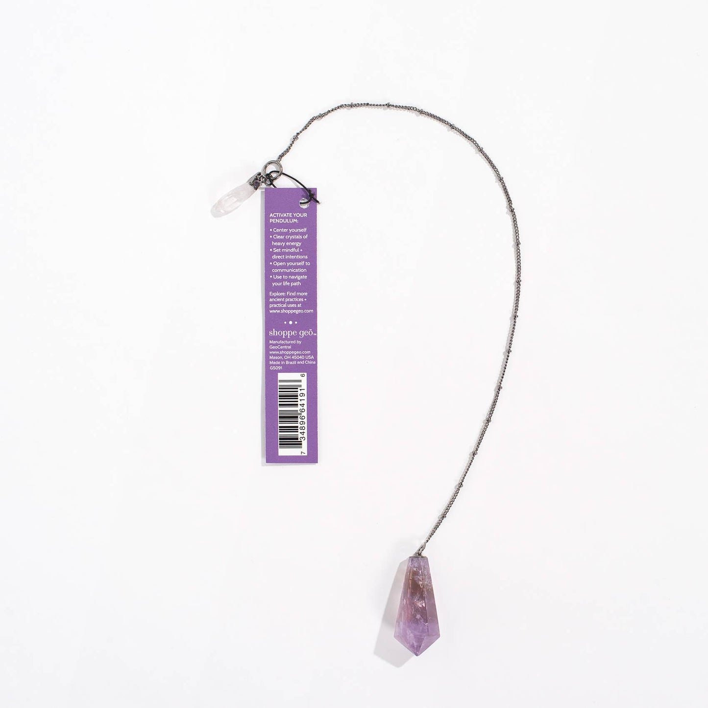 Violet Light Geo Crystal Pendulum