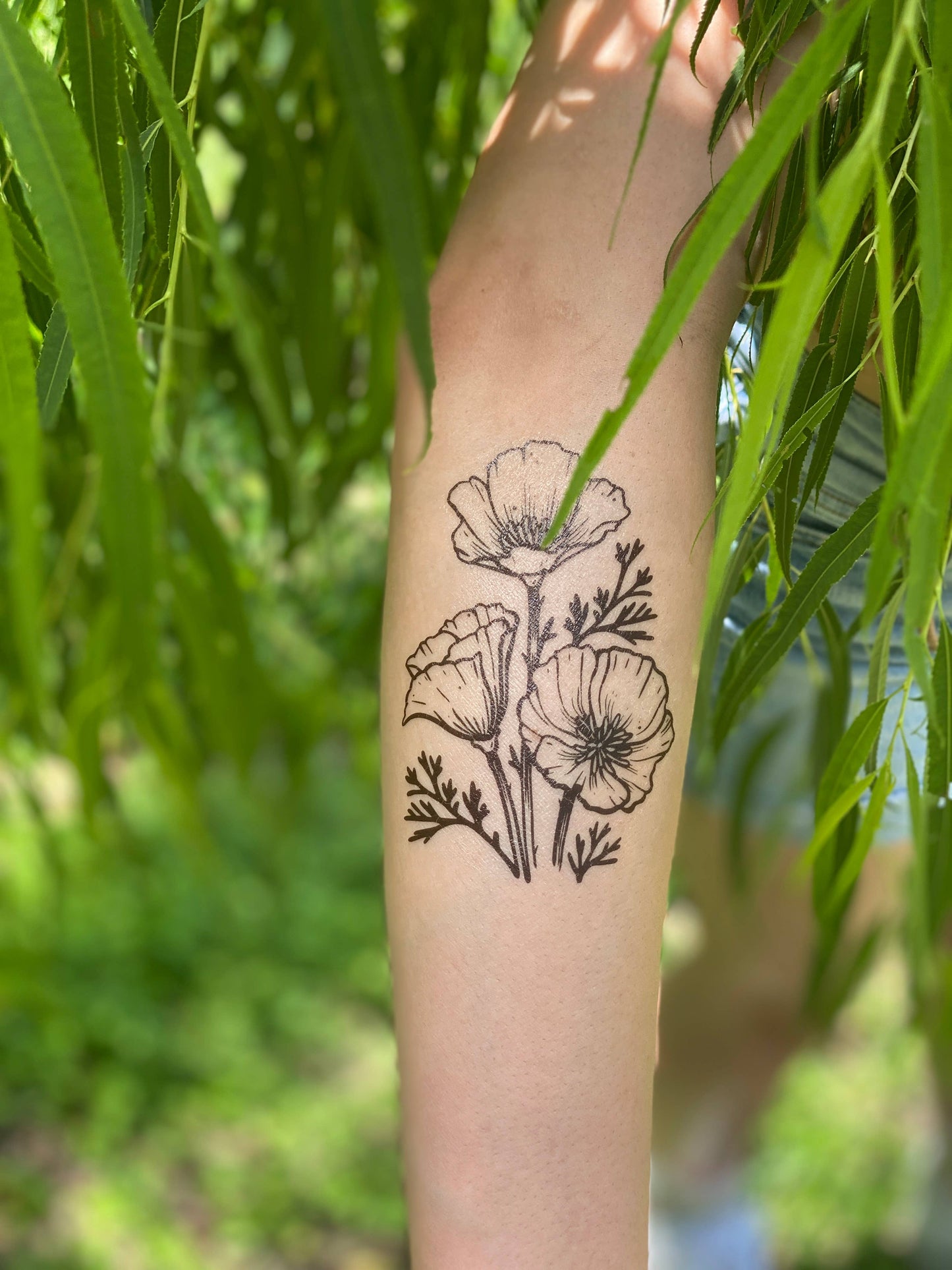 Nature Tats - Golden Poppy Temporary Tattoo: 1-Pack