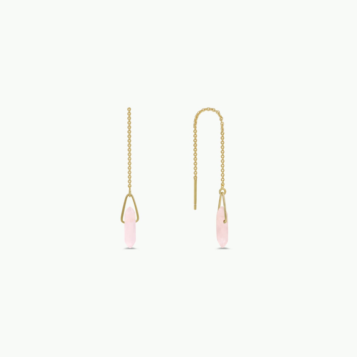 Threader - Rose Quartz - Gold Earrings