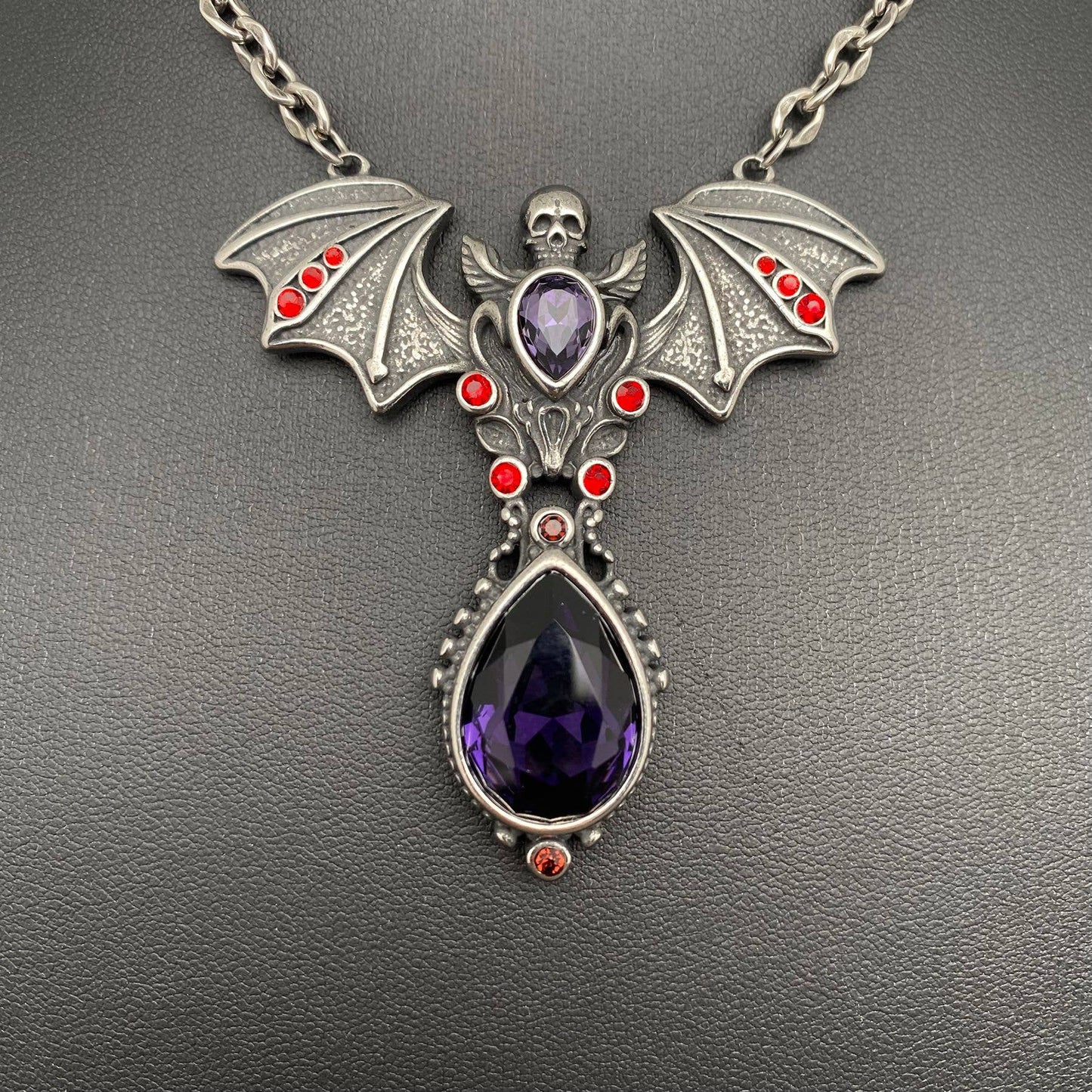 Gothic Skull Bat Demon Stainless Steel Necklace - GT