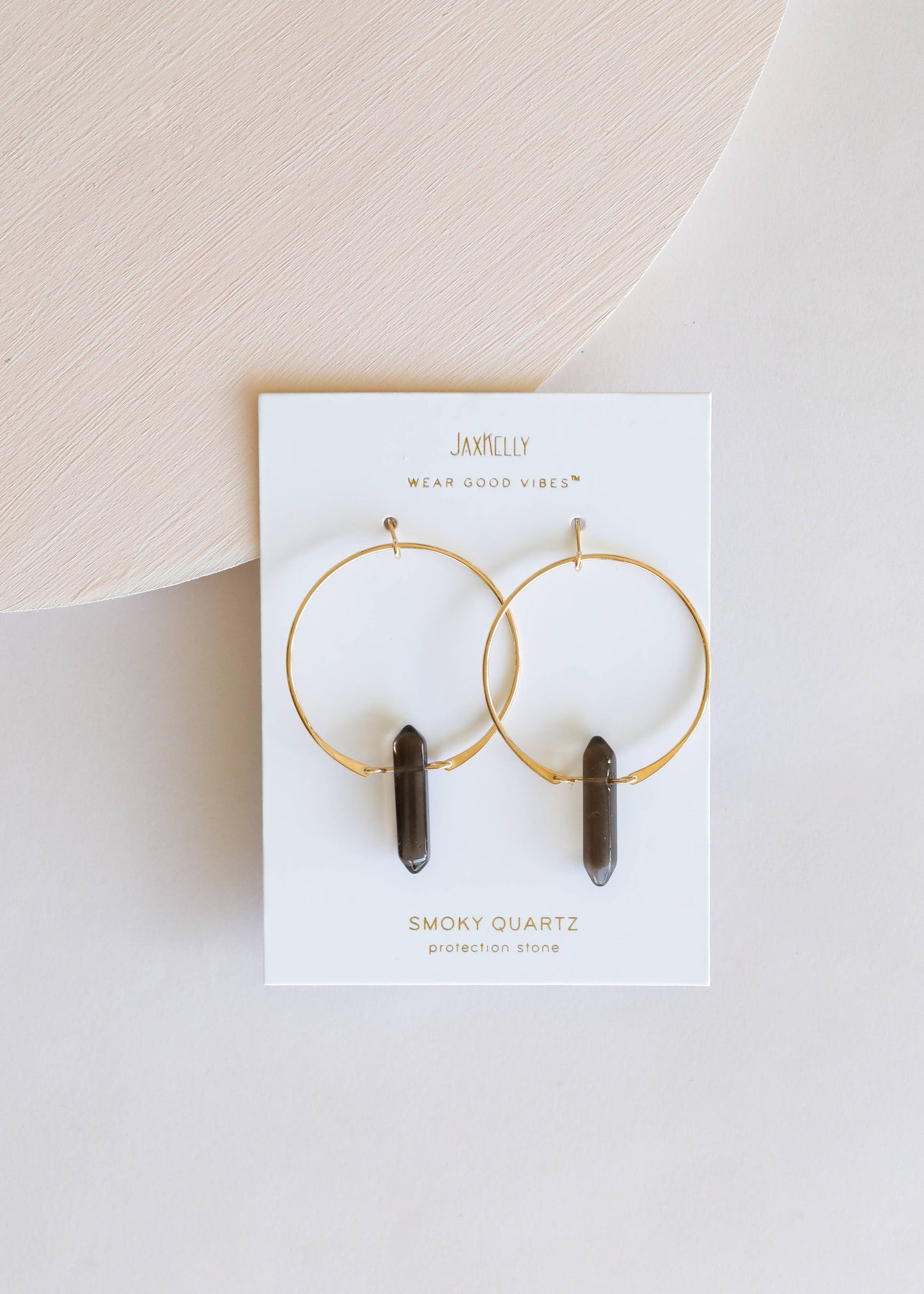 Earrings - JaxKelly Hoops - Smoky Quartz - Gold Plated