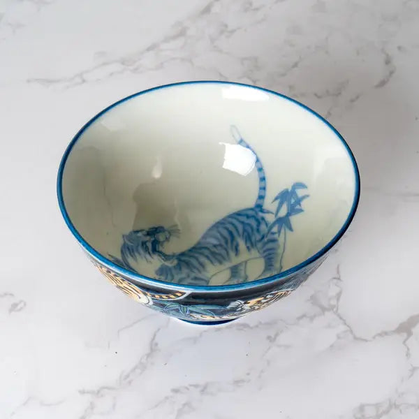 Tiger Design Porcelain Bowl Navy