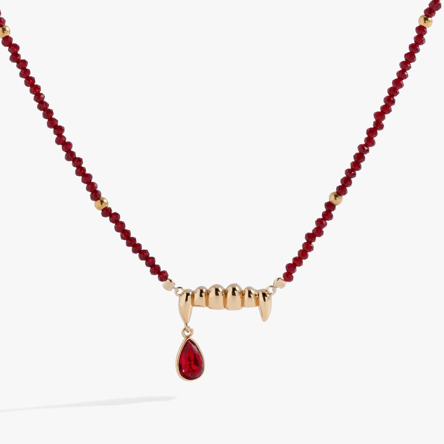 Necklace - Vampire Teeth Fangs Pendant: Gold