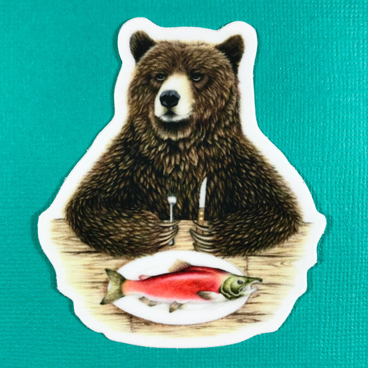 Stickers - Abundance Illustration - Bear and Salmon