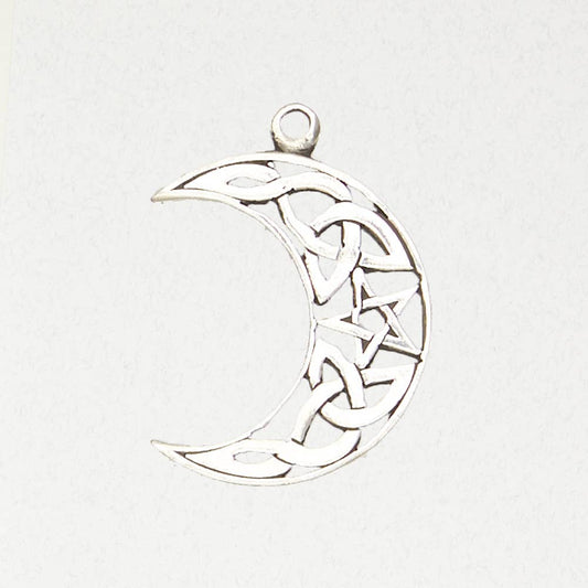 Wicca Pewter Pendant - Pentacle Moon