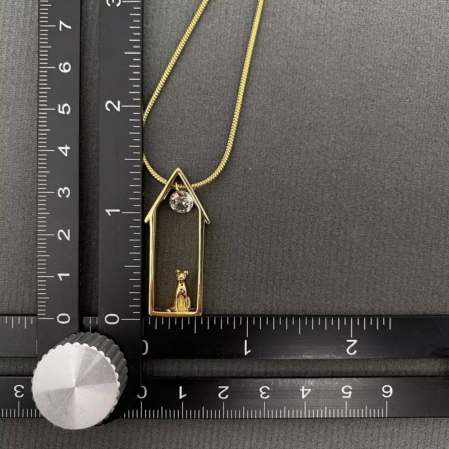 Cat in the House 18K Gold Plated S.Steel Charm Necklace