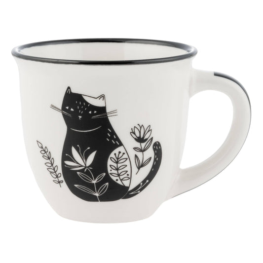 Cat Boho B&W Espresso Mug